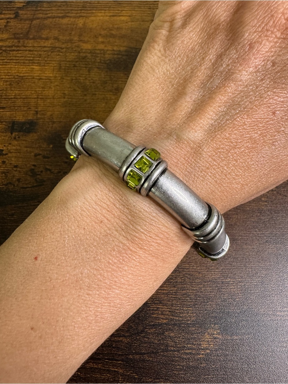 Lia Sophia Retired INDUSTRY Bracelet with Lime Green Stones